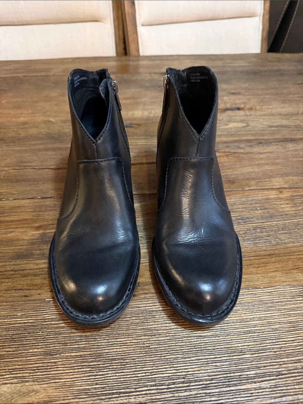 Born Black Leather Ankle Booties with Side Zip